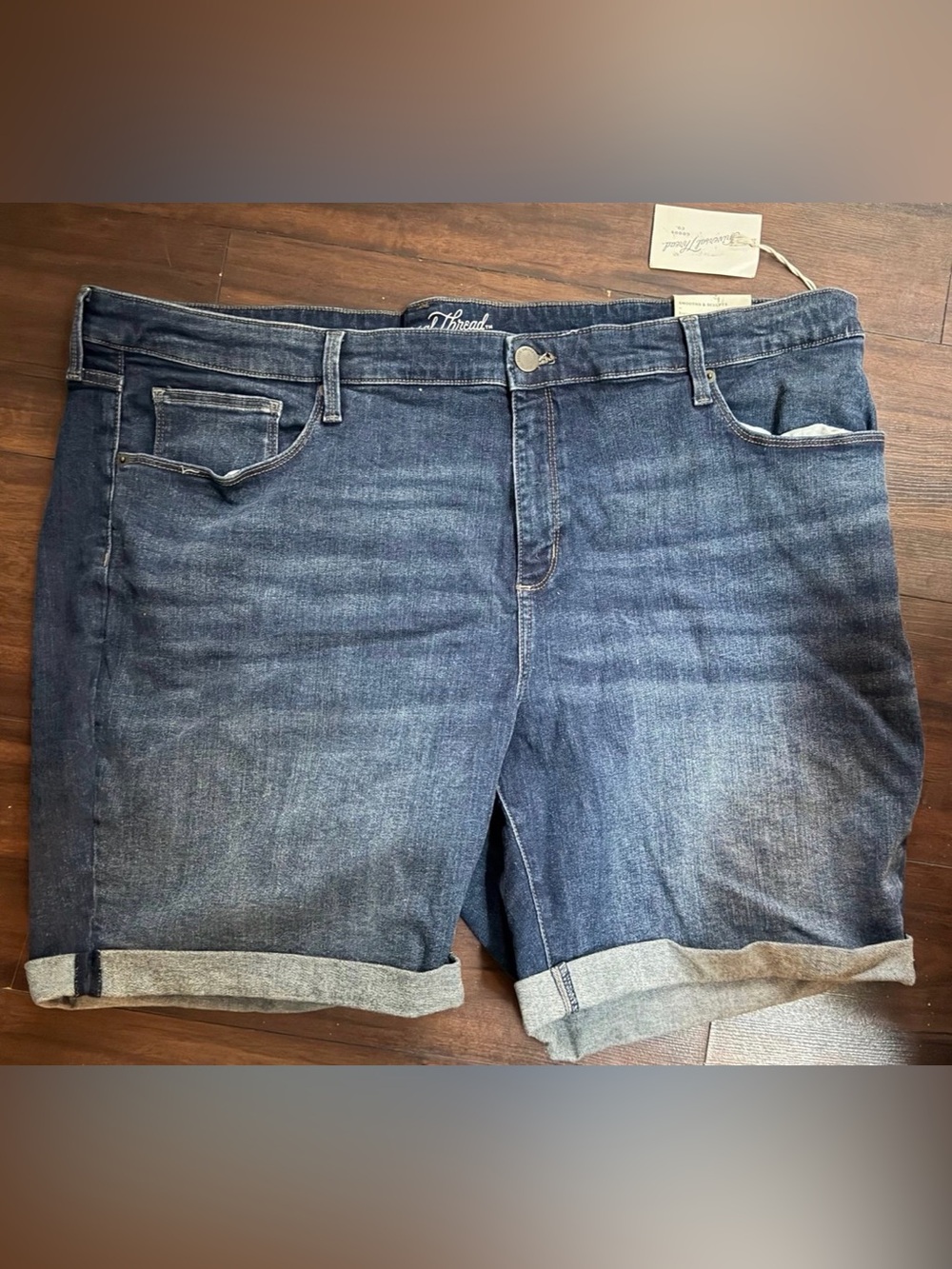 Universal Thread Dark Blue Rolled-Cuff Denim Shorts